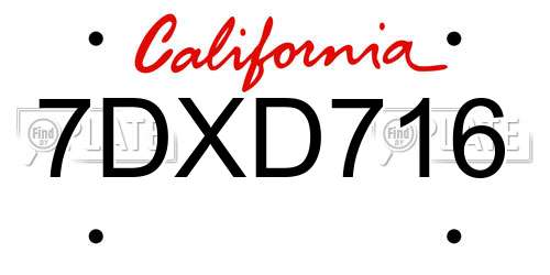 7DXD716 California License Plate