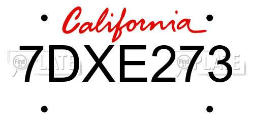7DXE273 California License Plate