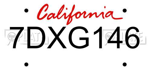7DXG146 California License Plate