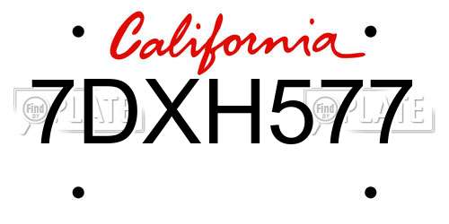 7DXH577 California License Plate