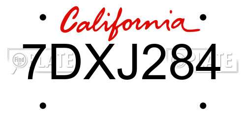 7DXJ284 California License Plate
