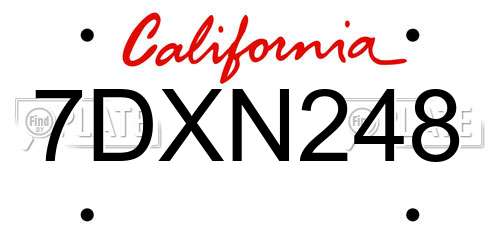 7DXN248 California License Plate