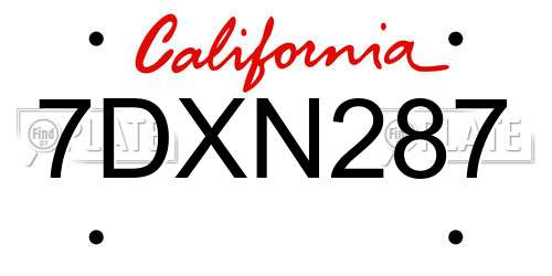 7DXN287 California License Plate