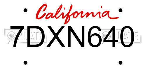 7DXN640 California License Plate