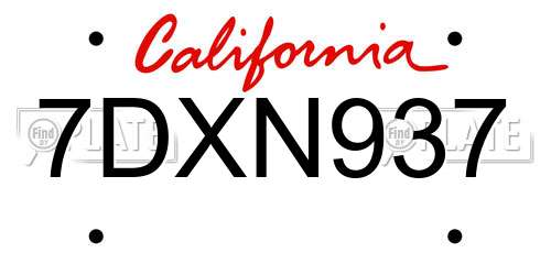 7DXN937 California License Plate
