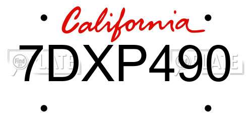 7DXP490 California License Plate