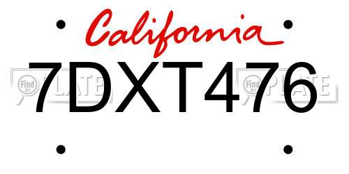 7DXT476 California License Plate