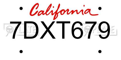 7DXT679 California License Plate
