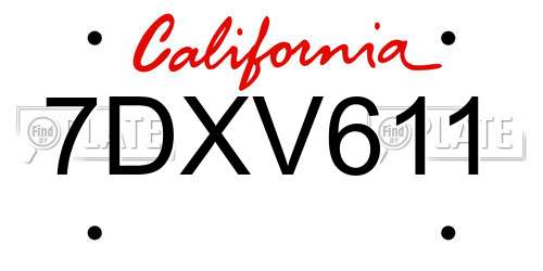 7DXV611 California License Plate