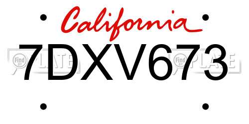 7DXV673 California License Plate