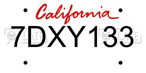7DXY133 California License Plate
