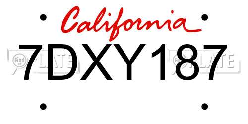 7DXY187 California License Plate
