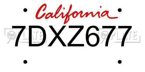 7DXZ677 California License Plate