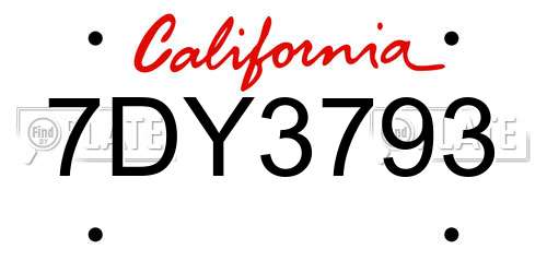 7DY3793 California License Plate