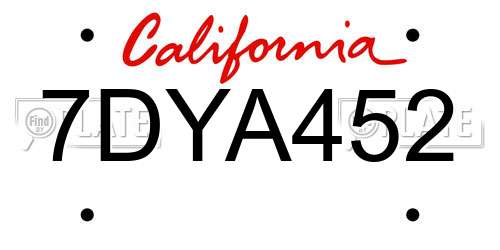 7DYA452 California License Plate