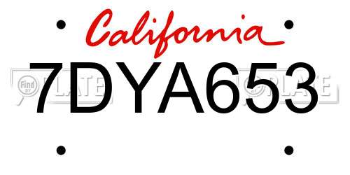 7DYA653 California License Plate