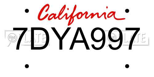 7DYA997 California License Plate