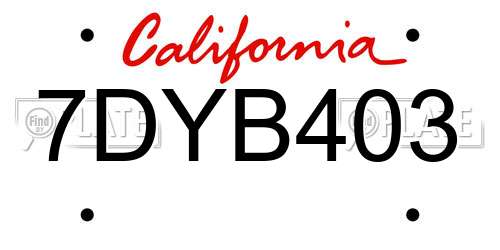 7DYB403 California License Plate
