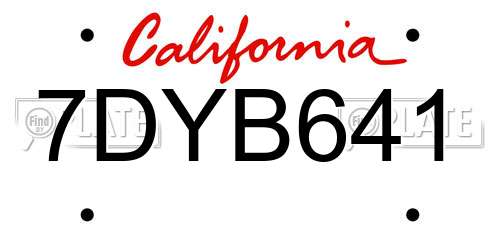 7DYB641 California License Plate