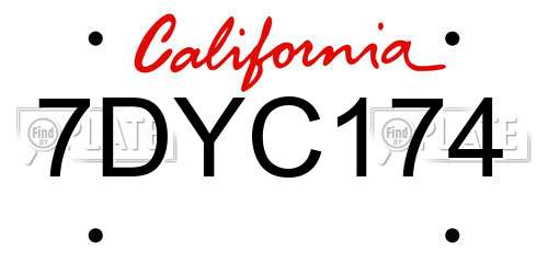 7DYC174 California License Plate