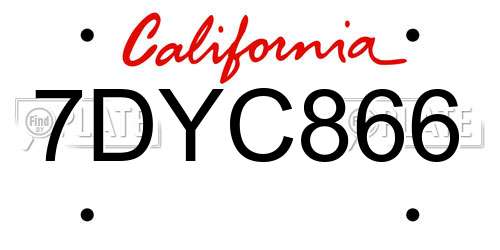 7DYC866 California License Plate