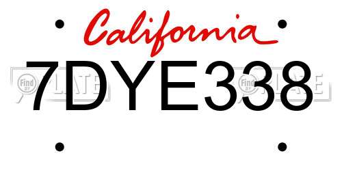 7DYE338 California License Plate