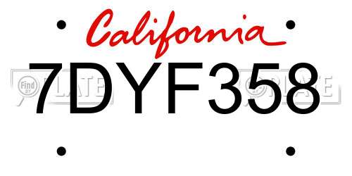 7DYF358 California License Plate