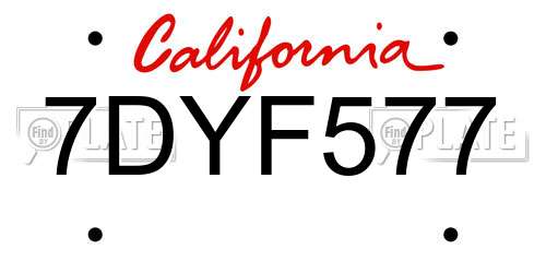 7DYF577 California License Plate
