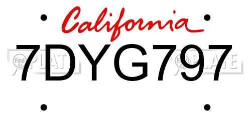 7DYG797 California License Plate