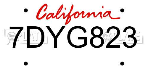 7DYG823 California License Plate