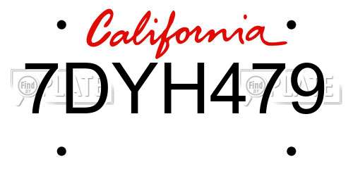 7DYH479 California License Plate