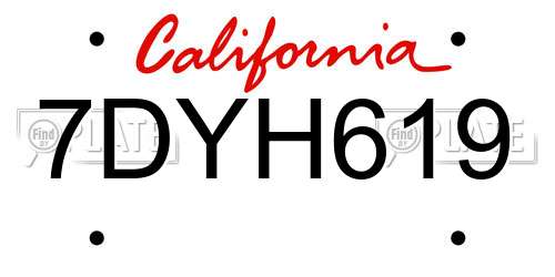7DYH619 California License Plate