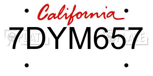 7DYM657 California License Plate