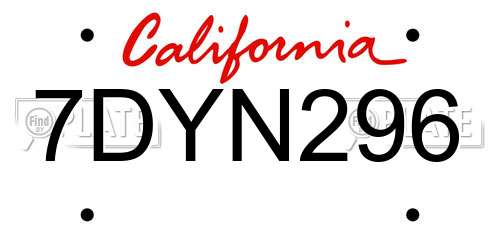 7DYN296 California License Plate