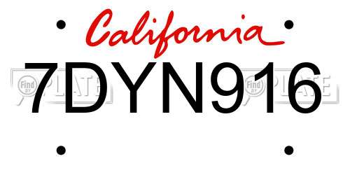 7DYN916 California License Plate