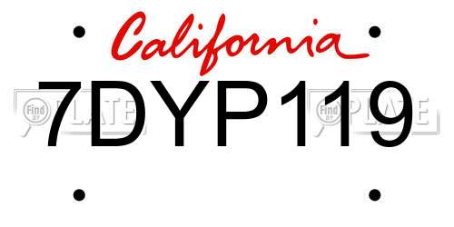 7DYP119 California License Plate