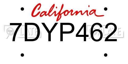 7DYP462 California License Plate