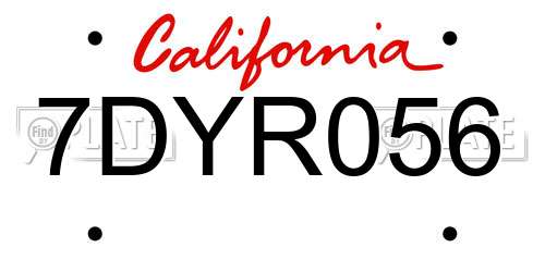 7DYR056 California License Plate