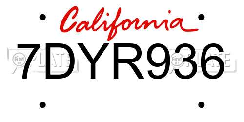 7DYR936 California License Plate