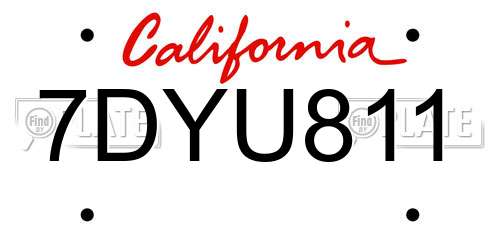 7DYU811 California License Plate