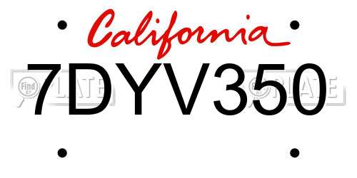 7DYV350 California License Plate