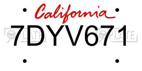 7DYV671 California License Plate