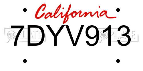 7DYV913 California License Plate