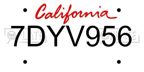 7DYV956 California License Plate