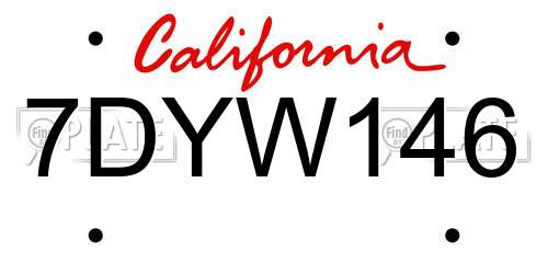 7DYW146 California License Plate