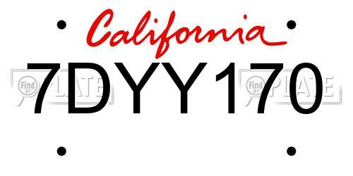 7DYY170 California License Plate