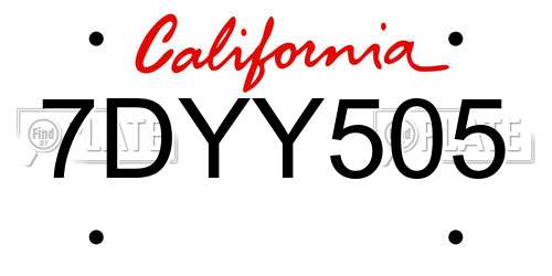 7DYY505 California License Plate