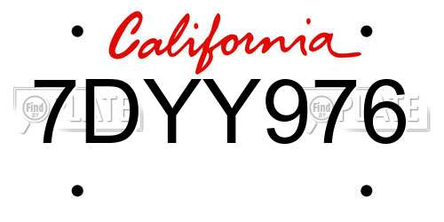 7DYY976 California License Plate