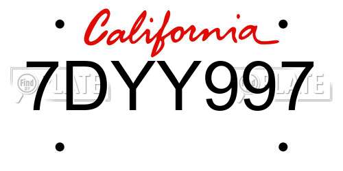 7DYY997 California License Plate