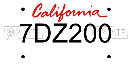 7DZ200 California License Plate